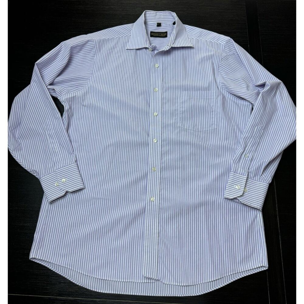 Donald J. Trump Collection Men’s Non Iron Button Up Size 16 32/33 Striped Purple